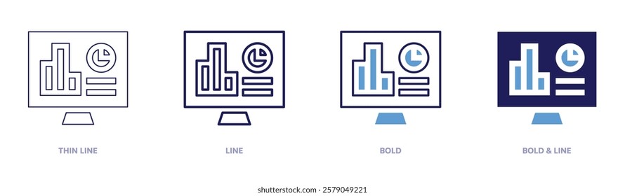 Factor analysis icon in 4 different styles. Thin Line, Line, Bold, and Bold Line. Duotone style. Editable stroke.