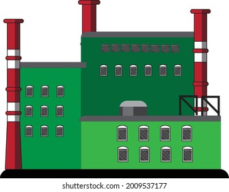 A factor with exhaust pipes and chimneys