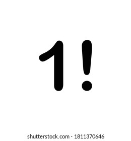 factorial of one on white background
