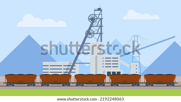 Factories or Industrial Plants, Heavy Industry.
Coal Mining. Mining quarry or mine Loading railway wagons with ore
or coal. Coal mining. Mine buildings. Industrial loading of coal
into railway cars.