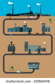factories on a beige background