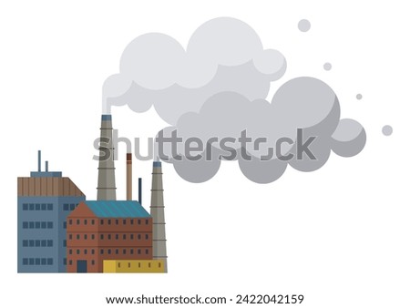 Factories vector illustration. Factories concept is novel, each page turned in language production and processing Factory buildings, sentinels progress, stand tall against backdrop industrial