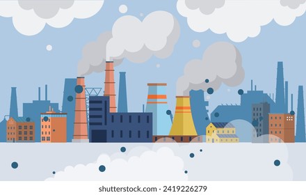 Factories vector illustration. Manufacturing is language spoken by factories, dialect engineering and technological mastery Factories metaphor is dance, each movement step in choreography