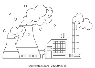 Factories vector illustration. Factories metaphor is dance, each movement step in choreography industrialized creation Industrial buildings, monuments innovation, house treasures technological