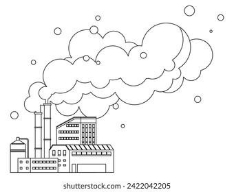 Factories vector illustration. Pollution, disruptor in environmental story, challenges resilience ecosystems Eco-processes, silent stewards, work diligently to offset impact industrialization