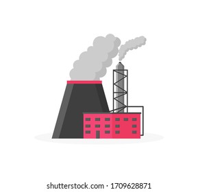 Factories, warehouse, conveyor and other industrial facilities. Set of industrial manufactories, building icons. Factory or Industrial Building Flat Design style icon set. Vector illustration, EPS 10.