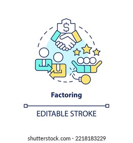 Factoring concept icon. Selling accounts receivable. Source of short term financing abstract idea thin line illustration. Isolated outline drawing. Editable stroke. Arial, Myriad Pro-Bold fonts used