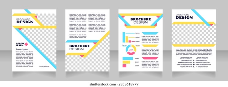 Factors of production blank brochure design. Template set with copy space for text. Premade corporate reports collection. Editable 4 paper pages. Syncopate, Poller One, Arial Regular fonts used