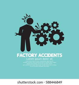 Factory Accidents Black Symbol Vector Illustration