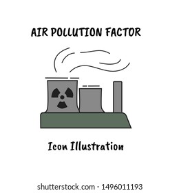 Factory (air pollution factor) icon illustration. Illustrator EPS.