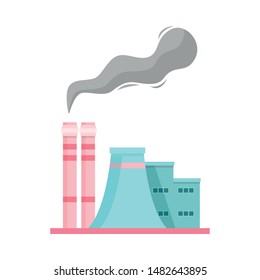 Factory air pollution. Flat style raster illustration.