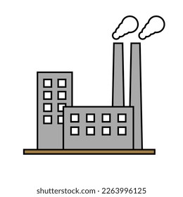 Factory area icon. Air pollution. Vector.