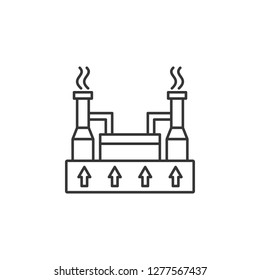 factory with up arrows icon. Simple outline vector of Sustainable Energy set icons for UI and UX, website or mobile application
