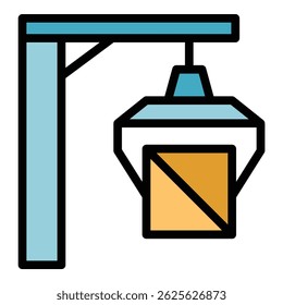 Factory assembly icon outline vector. Robot arm. Automated conveyor color flat