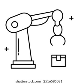 Factory Automation and Articulated Robot Vector Icon Design, robotic arm, industrial robots, robot technology, robotics, automated systems