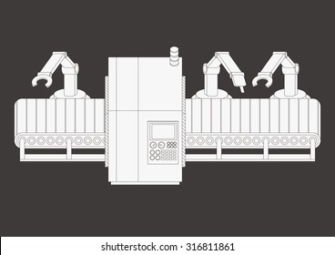 Factory automation and belt conveyor,Image illustration