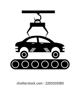 Icono de robot de carro de automatización de fábrica | Ilustración del vector negro |