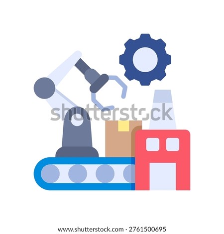 Factory Automation Icon Flat Vector Illustration