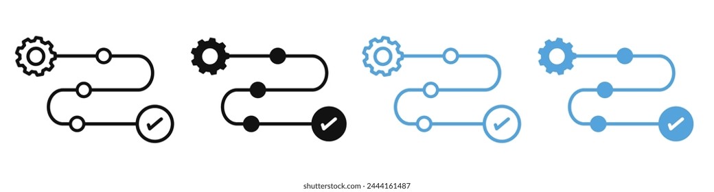 Factory Automation Icons Showing Sequential Workflow and Performance Optimization