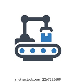 Icono de la máquina de automatización de fábrica. Ilustración aislada en fondo blanco