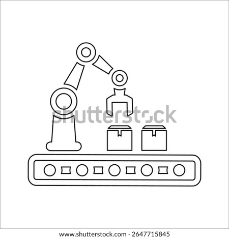 Factory Automation Machine Icon, Line Vector graphics