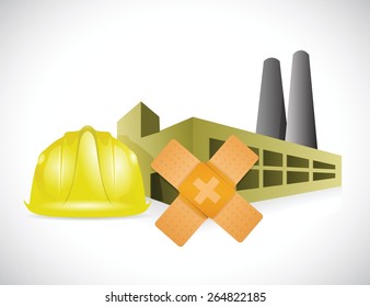 factory band aid fix solution concept illustration design over white background