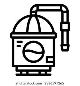 Vector de contorno de icono del tanque de cerveza de fábrica. Proceso de bebida. Beber alcohol