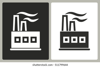 Factory - black and white icons. Vector illustration.