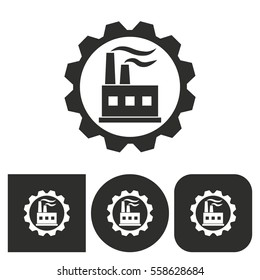Factory - black and white icons. Vector illustration.