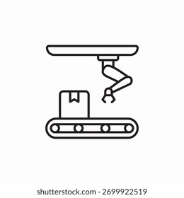 factory box conveyor robot production icon sign vector