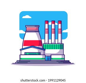 Cartoon Vektor Illustration des Faktorgebäudes. Gebäude Icon Konzept isolierter Premium-Vektorgrafik