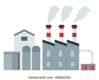 Factory building - chemical plant industrial architecture vector illustration.