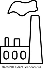 Fabrikgebäude mit Schornsteinsymbol für industrielle Energieerzeugung, Kraftwerk und Fertigungsindustrie mit transparentem Hintergrund