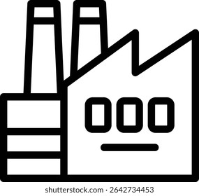 Edificio de fábrica con dibujo de línea de estructura de chimenea