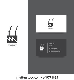 Factory building company logo and business card template