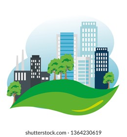 factory with building and ecology trees conservation
