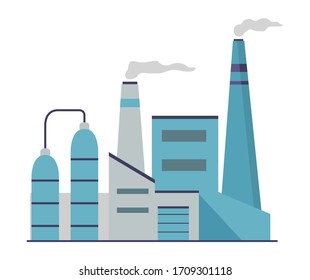 Factory Building Facade Flat Illustration Vectorsmoke Stock Vector ...