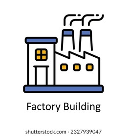 Factory Building Filled Outline Icon Design illustration. Smart Industries Symbol on White background EPS 10 File