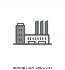 factory building filled outline icon, factory color line illustration.
