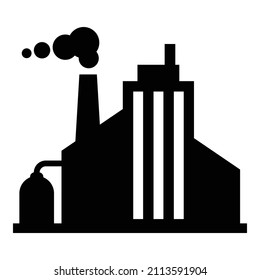 Factory-Building-Flachsymbol einzeln auf weißem Hintergrund
