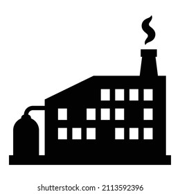 Factory Building Flat Icon Isolated On White Background