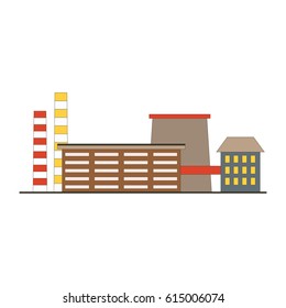 Factory building game app icon in flat style. Manufacturing industrial factory  concept isolated on white background. Vector illustration eps10