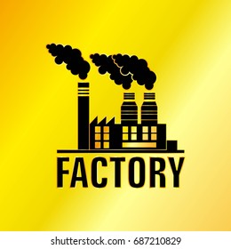 The Factory Building Golden Icon, Vector, Illustration, EPS File