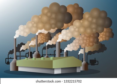 Factory building has smoke vector illustration