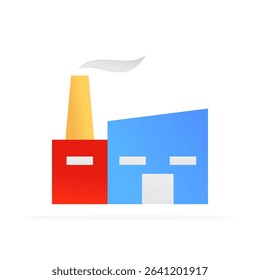factory building icon, colored flat vector. modern and minimalist design.