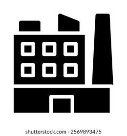 Factory building icon. Concept of industry, manufacturing, and production.