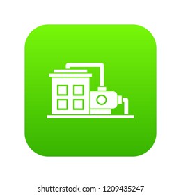 Factory building icon digital green for any design isolated on white vector illustration