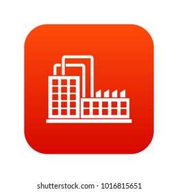 Factory building icon digital red for any design isolated on white vector illustration