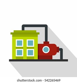 Factory building icon. Flat illustration of factory building vector icon for web isolated on white background