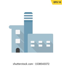 Factory Building Icon In Flat Style, Vector Colorful, EPS 10